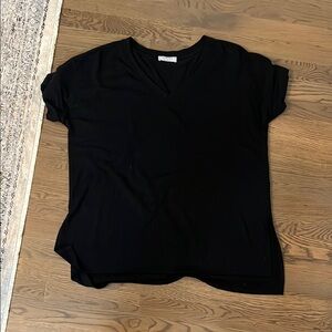 Black V-Neck Women's Top